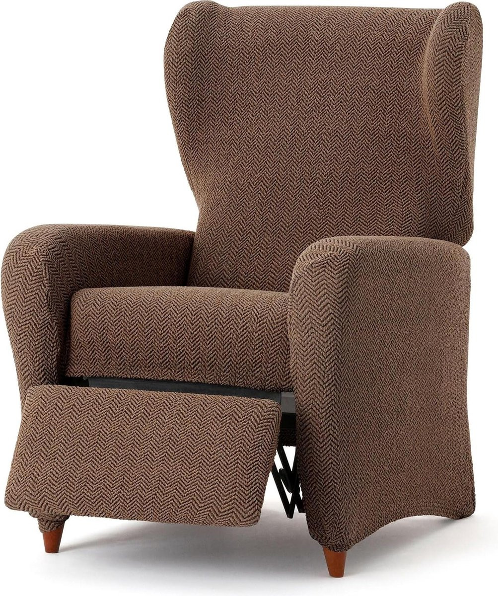 Bruine universele bi-elastische jacquard stoelhoes voor relaxfauteuil