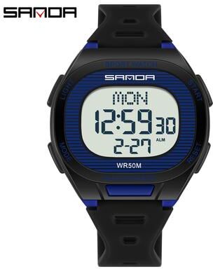 DynamicDeals Luxury Digital Watch For Men And Women, LED Waterproof Sports Watch, Multifunctional Military Style black Blue