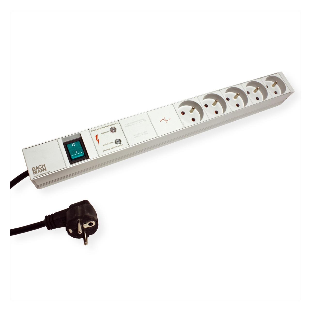 Bachmann Stromverteilungseinheit (Rack - einbaufähig) - Wechselstrom 230 V - Ausgangsansc (5x, CEE 7/3, CEE 7/5, 2 m) (333.840)