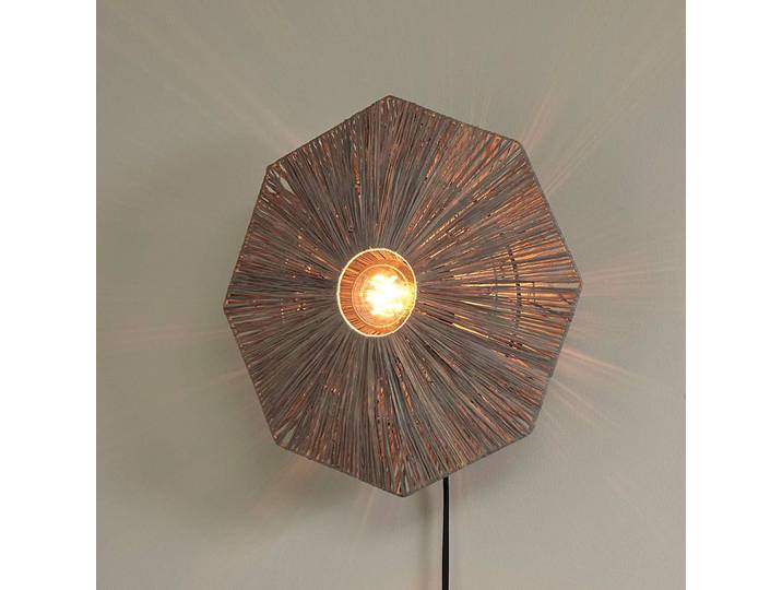 Design wandlamp Panama, alu / grijs / zink, Woon-/ Eetkamer, Hout, Design, Wandlamp design