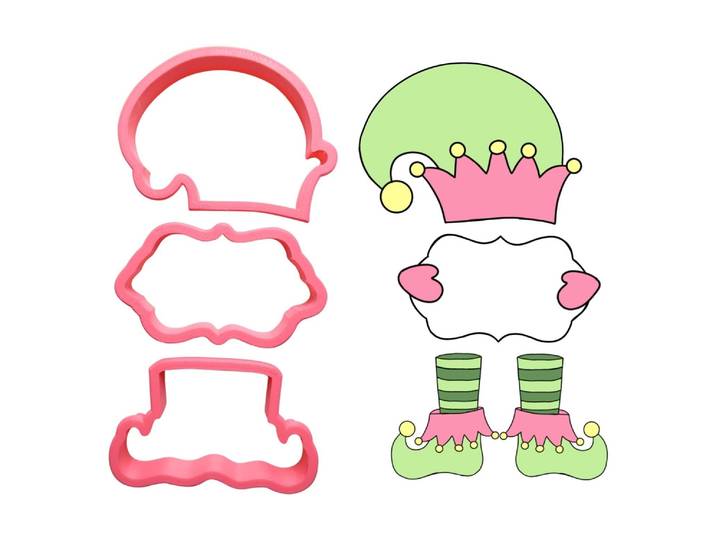 Ausstechform Cut my Cookies Serie Bau einen Elfen, 3-teilig , rosa, L:1,8mm, Kunststoff, Ausstechformen, Ausstechform