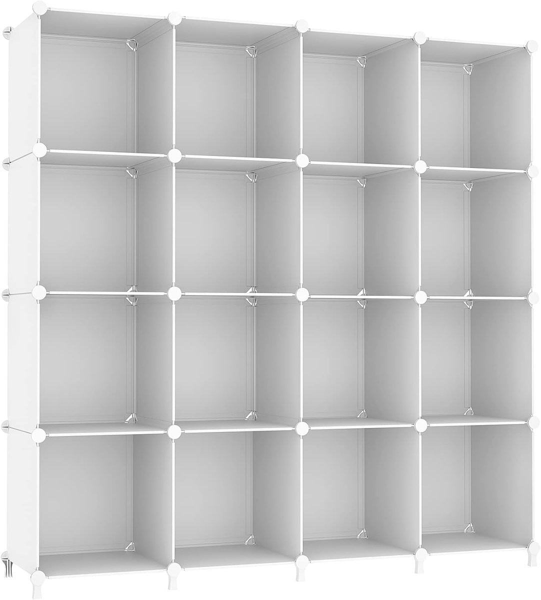 AWTATOS Cube Storage Organizer Modulaire Plastic Opslag Cubes 16 Stuks, Stapelbare Boekenkast, Wit