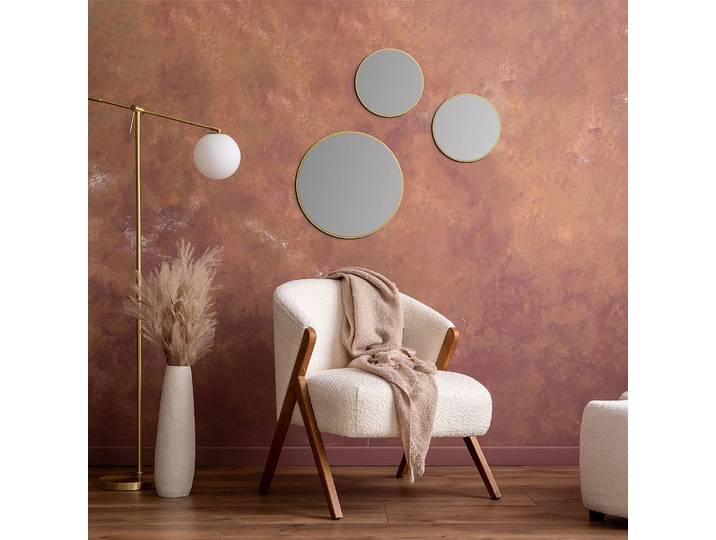 Miroir mural Picasso rond Ø 25cm Doré/Doré verre miroir / aluminium, brossé 25 x 3cm