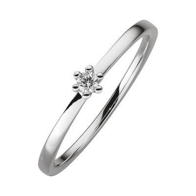 Fingerring OROLINO "Gold 750 mit Brillant 0,05ct." Gr. 58, weiß, Fingerringe, Damen, 058 (18,5), 0,05 SI = kleine Einschlüsse, Gold, Fingerring