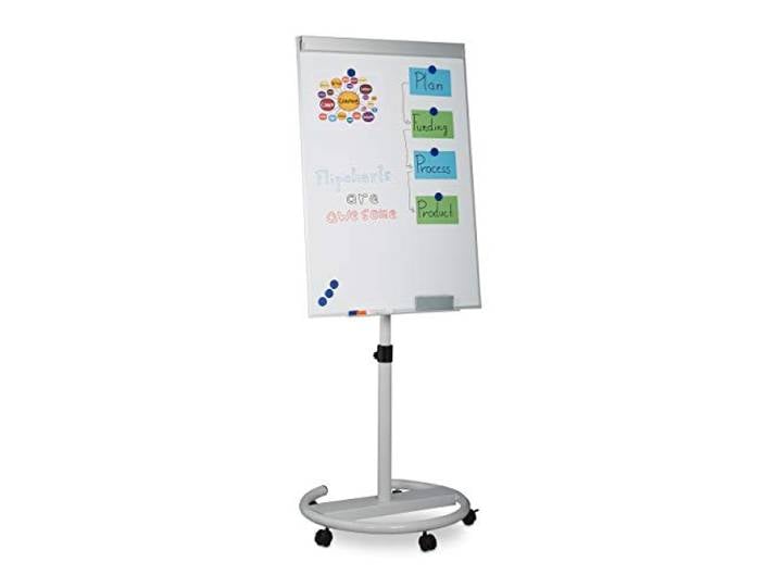 Relaxdays Flipchart mobil, mit Rollen, magnetisch, höhenverstellbar, weiß