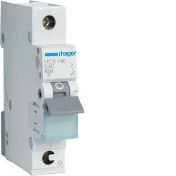 Hager MCS140 Leitungsschutzschalter 1 polig 6kA C-Charakteristik 40A QuickConnect 1 Modul