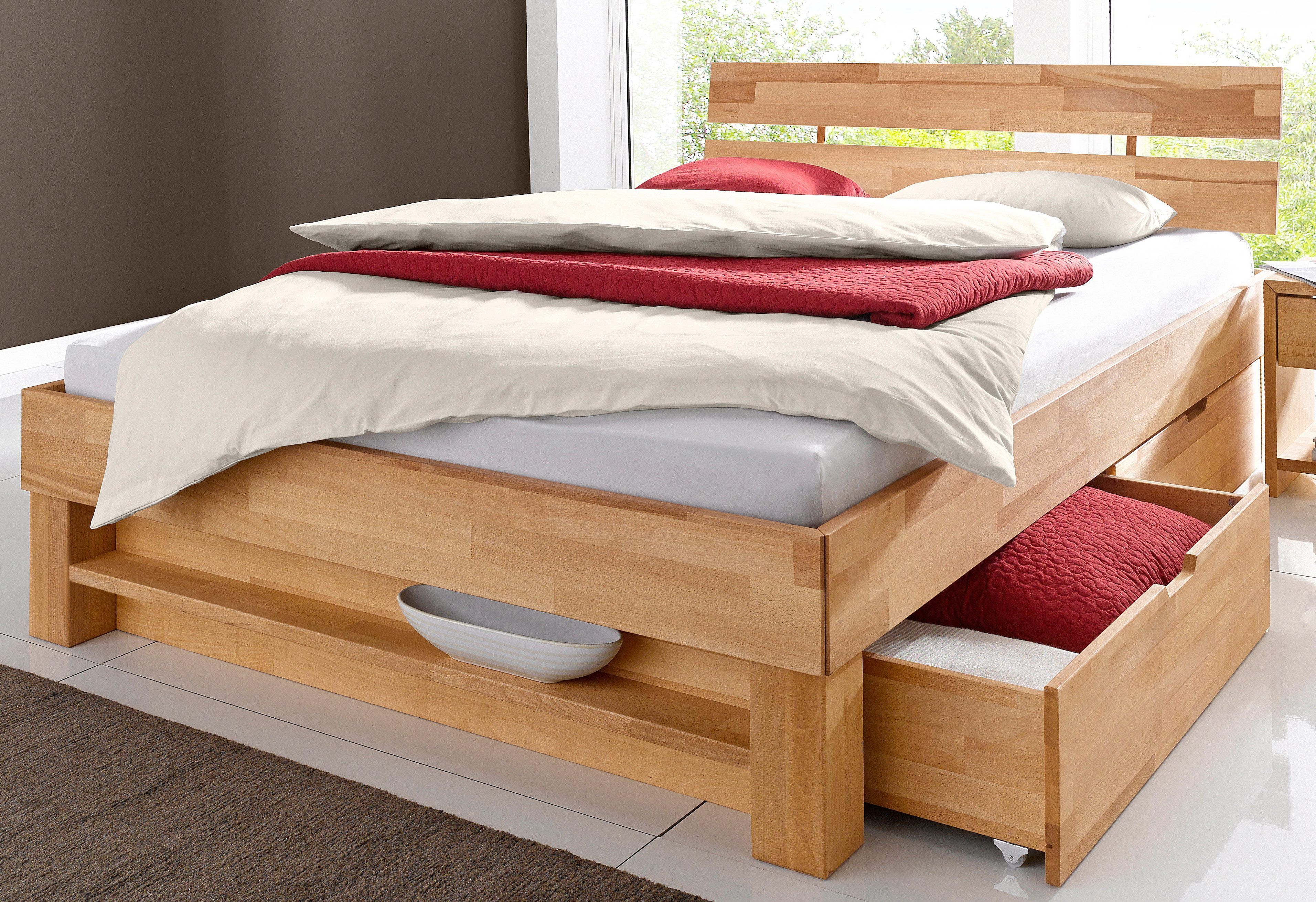 Massivholzbett RELITA "Julia, Deal für begrenzte Zeit", beige (buche geölt), B:105cm H:75cm L:212cm, Betten, Massivholzbett, stabverleimte Buche, oberfläche geölt, verschiedene Breiten buche geölt Liegefläche Länge B: 200cm x 100cm, Höhe Bett: 75cm Höhe F