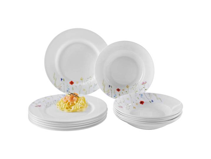 Novel Tafelservice, Mehrfarbig, Keramik, 12-teilig, Blume, Lfgb, Bsci, hitzebeständig, verschiedene Motive/Dekore/Designs erhältlich, Geschirr, Geschirr-Sets, Tafelservice