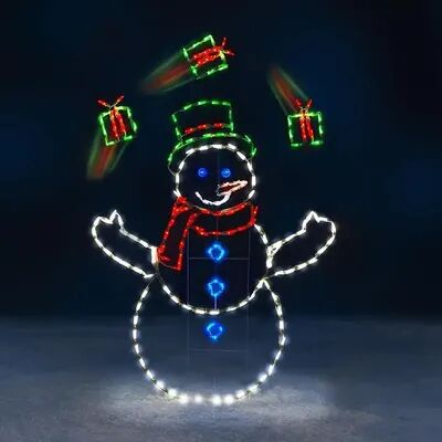 Modern Mode Marketplace LED Snowman Ornament Animated, Christmas Glitter Light, Holiday Party Decoration, Winter Garden Yard Outdoor snowman