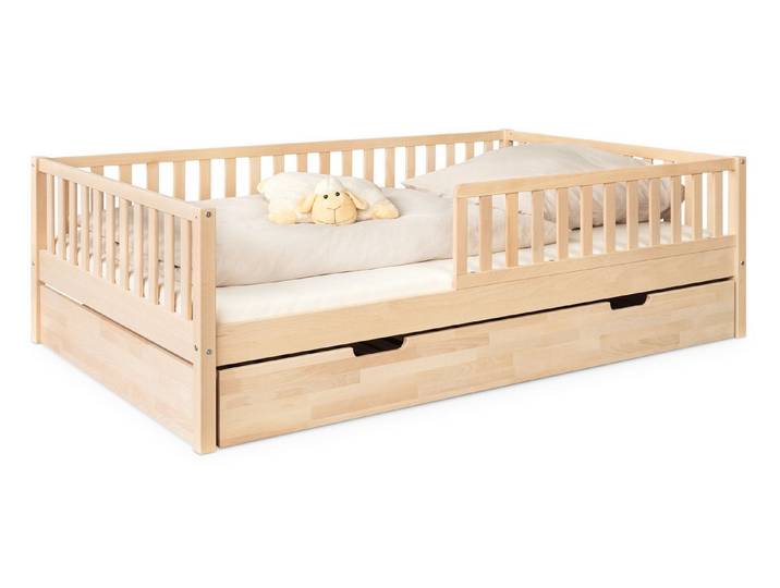 Ehrenkind Kinderbett Livo aus massivem Buchenholz, FSC® zertifiziert, inkl. Rausfallschutz (langlebig & flexibel, Kinder Bett in Buche, Kinderbetten)