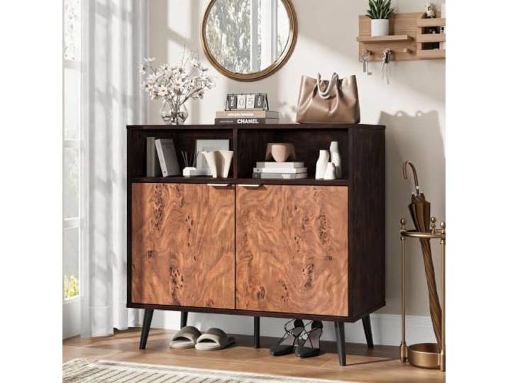 Zstar Rustikales Sideboard 80x80x40 cm mit Regalen und Stauraum Industrie-Buffet mit Kaffeestation und verstellbaren Böden