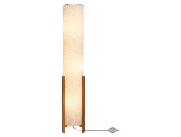 Lampadaire Salon Rétro Lampadaire Abat-jour textile Beige Bois Naturel 3195427