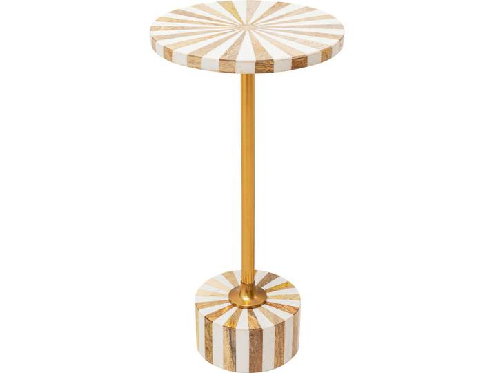 Ambia Home Beistelltisch, Weiß, Goldfarben, Metall, Kunststoff, rund, Säule, rund, 25x50x25 cm, Wohnzimmer, Wohnzimmertische, Beistelltische, Beistelltische Metall