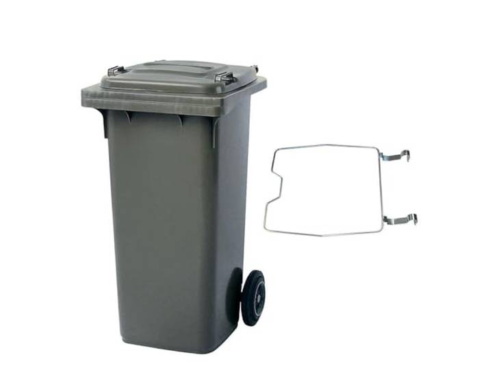 BRB Mülltonne MGB 120 Liter, mit Klemmring für Müllsäcke (grau)