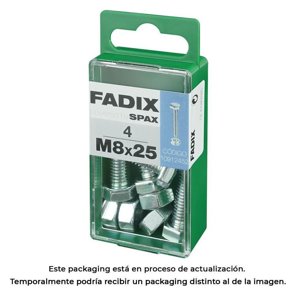 Fadix Schachtel mit 4 Stück. Metrische Sechskantschraube + verzinkte Mutter M 8 x 25 mm (8 mm) (49450752)