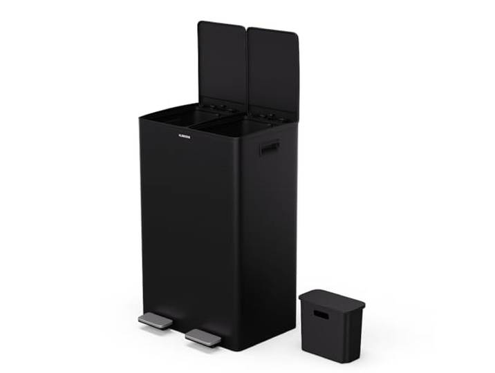 Klarstein 60 L Küchen-Mülleimer (2x30 L) mit Abfall-Trennfunktion, herausnehmbarem 3 L Kompostbehälter & sanftem Schließen - moderner Design-Windeleimer, ideal für Heimküchen
