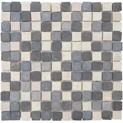 Einzelst�ck | Steinfliesen Vigo T690, Marmor Naturstein-Fliese Quadrate, 11 Stück je 30x30cm = 1qm ~ grau-weiß