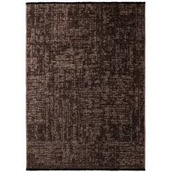 Teppich Kurzflor Uni Modern Waschbar Esszimmer Flur OEKO-TEX Braun 80x150 cm Schadstoffgeprüft Gekettelt – TITLIS von Kadima Design