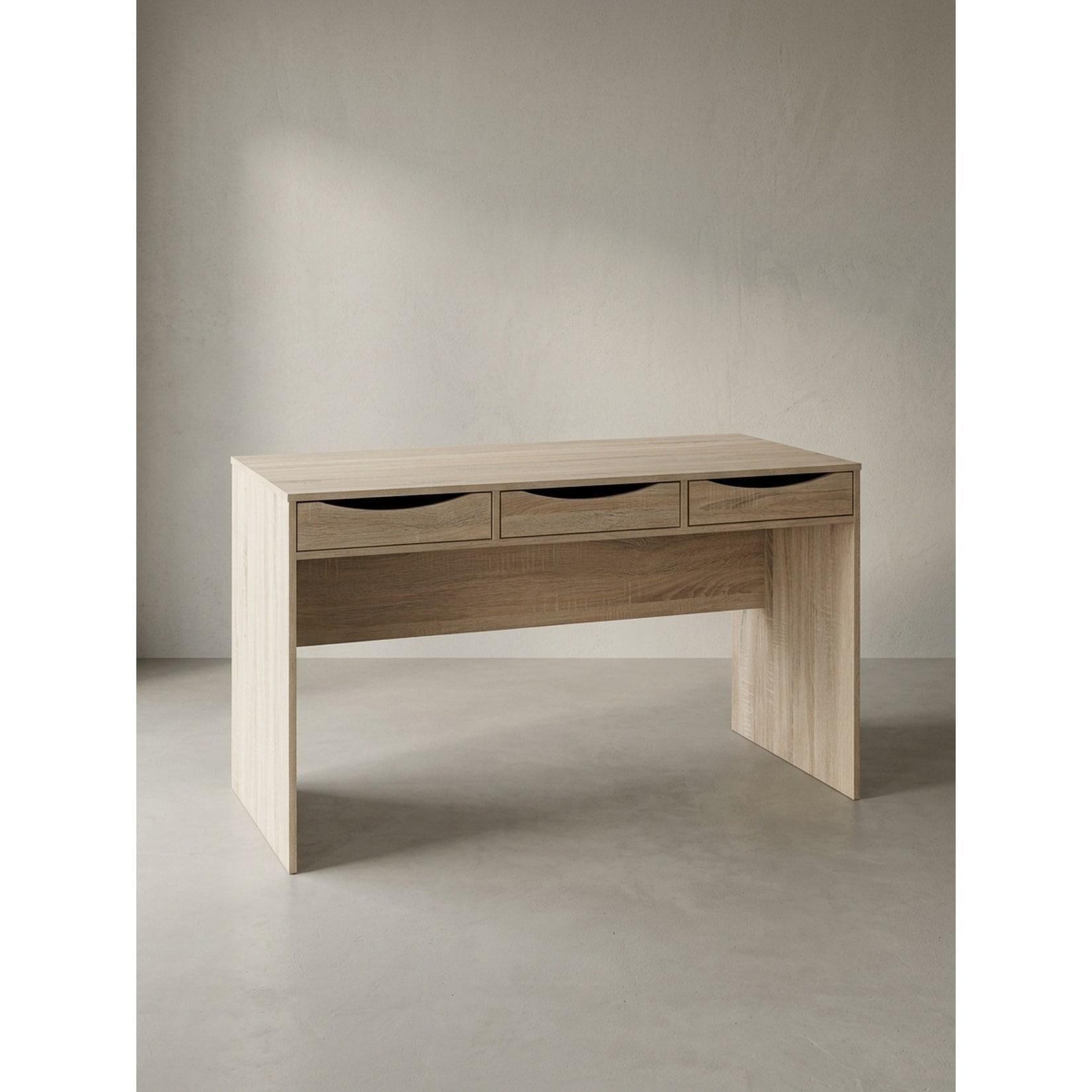 Schreibtisch – Sonoma Eiche, 120 cm, 3 Schubladen, kompakt, modern