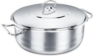 YBM Home Korkmaz Classic 18/10 Stainless Steel Dutch Oven Shallow Covered Stockpot Cookware Induction Compatible Oven Safe 11 Quart
