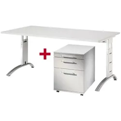OTTO Office Premium Möbel-Set »Otto Office Line II« 2-teilig, Schreibtisch mit C-Fuß grau