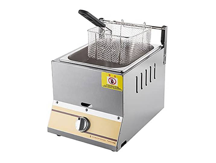 10L/20L Fritteuse Gas-Chip-Friteuse Kommerzielle Bratpfanne, Dicke Edelstahl Fritteuse mit Korb Und Deckel, für Kommerzielle Restaurantfamilie, Leicht zu Reinigen