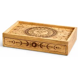 Sun Moon Carved Tarot Box with Drawer