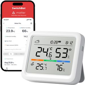 SwitchBot Thermo-Hygrometer W4900000, Meter Pro, digital, von -20 bis 80°C, innen, WLAN, App-fähig