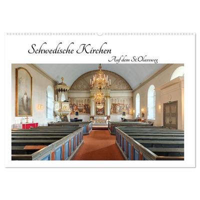 Schwedische Kirchen auf dem St.Olavsweg (Wandkalender 2027 DIN A2 quer), CALVENDO Monatskalender