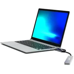 Port Designs HUB USB 4 PORTS 3.0 SLIM COMBO (USB-C, 4 Ports), Dockingstation + USB Hub, Silber