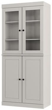 "Palace Imports Solid Wood Raised Panel & Glass 6-Shelf Bookcase, 32""W"