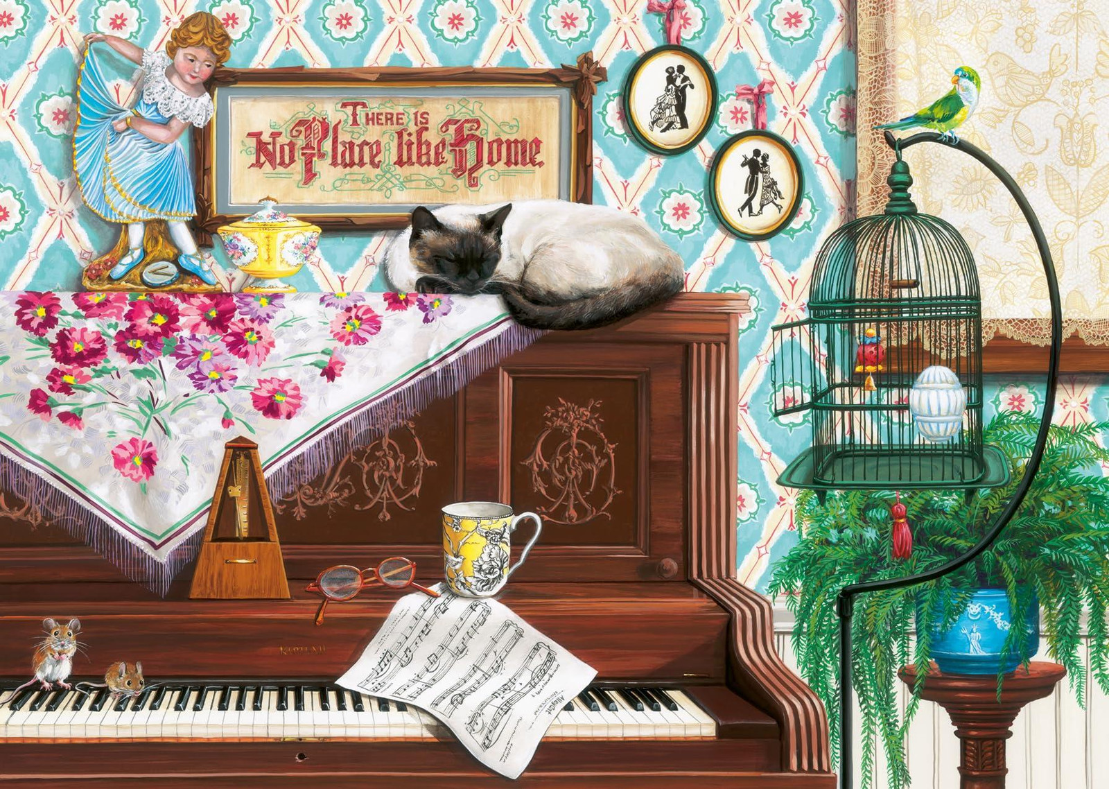 Wonder Forge Puzzel 11010062 - Kat met piano - 1000 stukjes