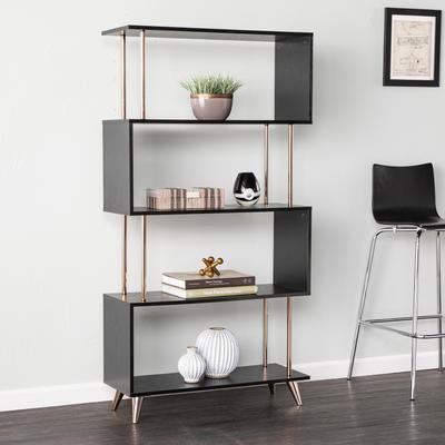 SEI Furniture Brinton 5-Shelf Etagere Bookcase with Gold Accents