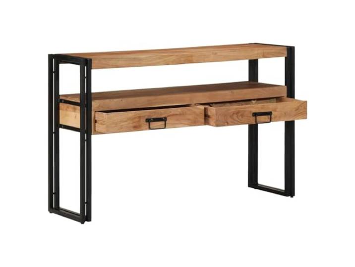 Schubladenkonsole Braun 120 x 33 x 75 cm Akazie Massivholz Stahlrahmen, traditionelle Schubladen, modernes Design, für Flur und Wohnzimmer, Selbstmontage