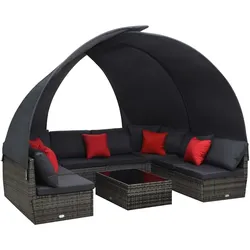 vidaXL 9-tlg. Garten-Lounge-Set mit Sonnendach Poly Rattan Anthrazit