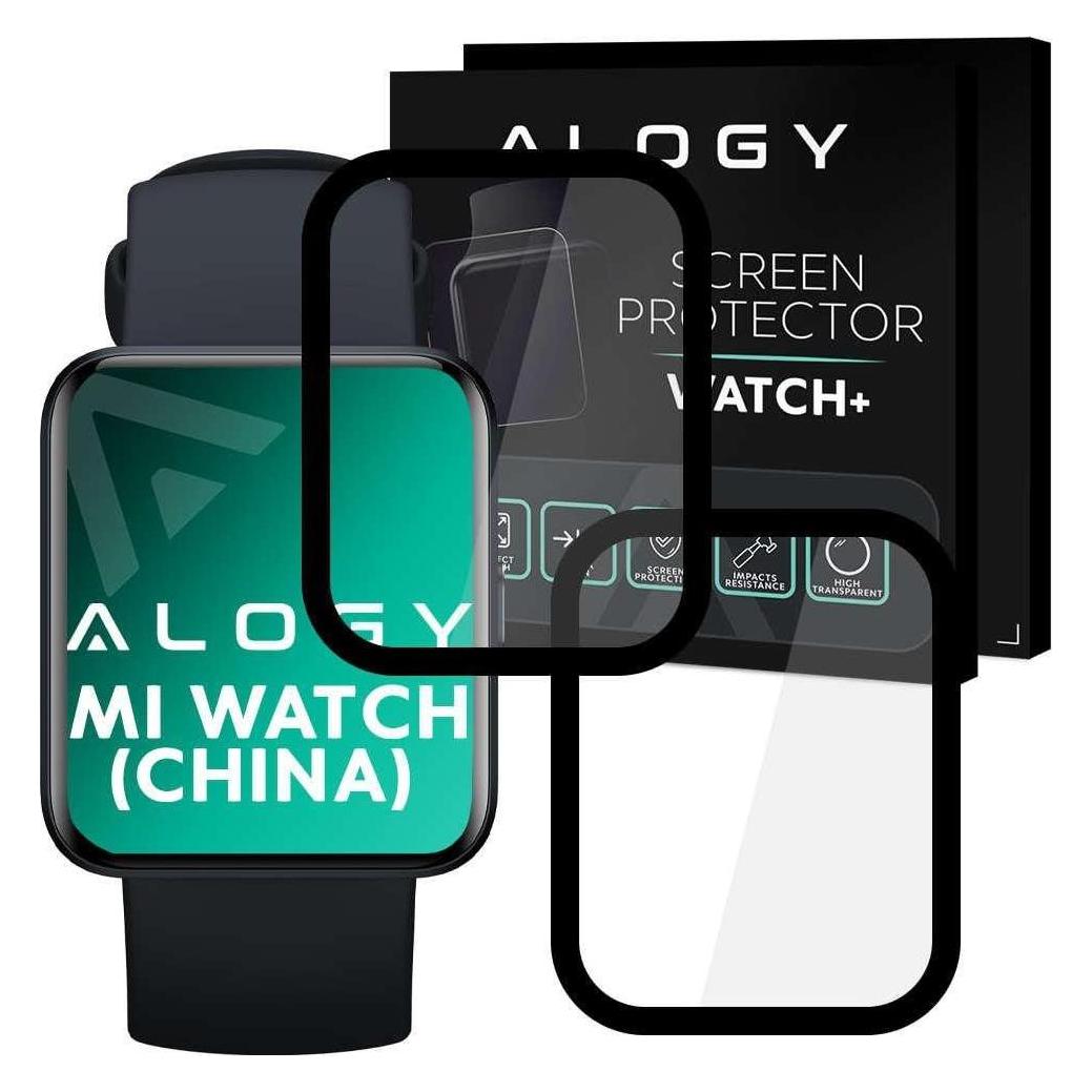 Alogy Full Glue 2x Flexible 3D Glass for Xiaomi Mi Watch (China version) Black universal (5907765663660)