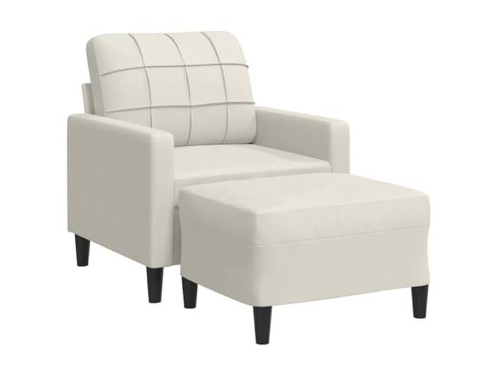 KUTYWEXFM Sessel mit Hocker 2er Set Creme Samt Relaxsessel Polsterstuhl Weicher Samtbezug und stabiles Metallgestell bieten hohen Sitzkomfort für Schlafzimmer, Wohnzimmer oder Leseecke.