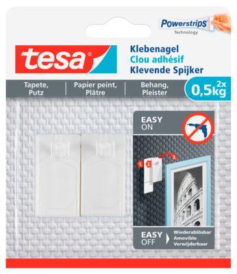 Klebenagel tesa®, für Tapete & Putz, Haftkraft bis 0,5 kg, ablösbar, 2 Stück