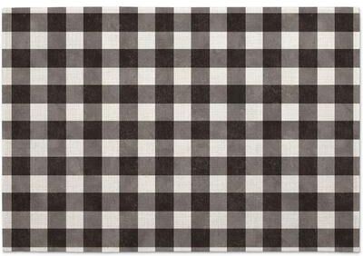 Thirstystone "4 Pack Premier Poly-Cotton Blend Fabric Placemats 18"" x 12"" Machine Washable Dryer Safe Made in The USA (Farmhouse Check)"