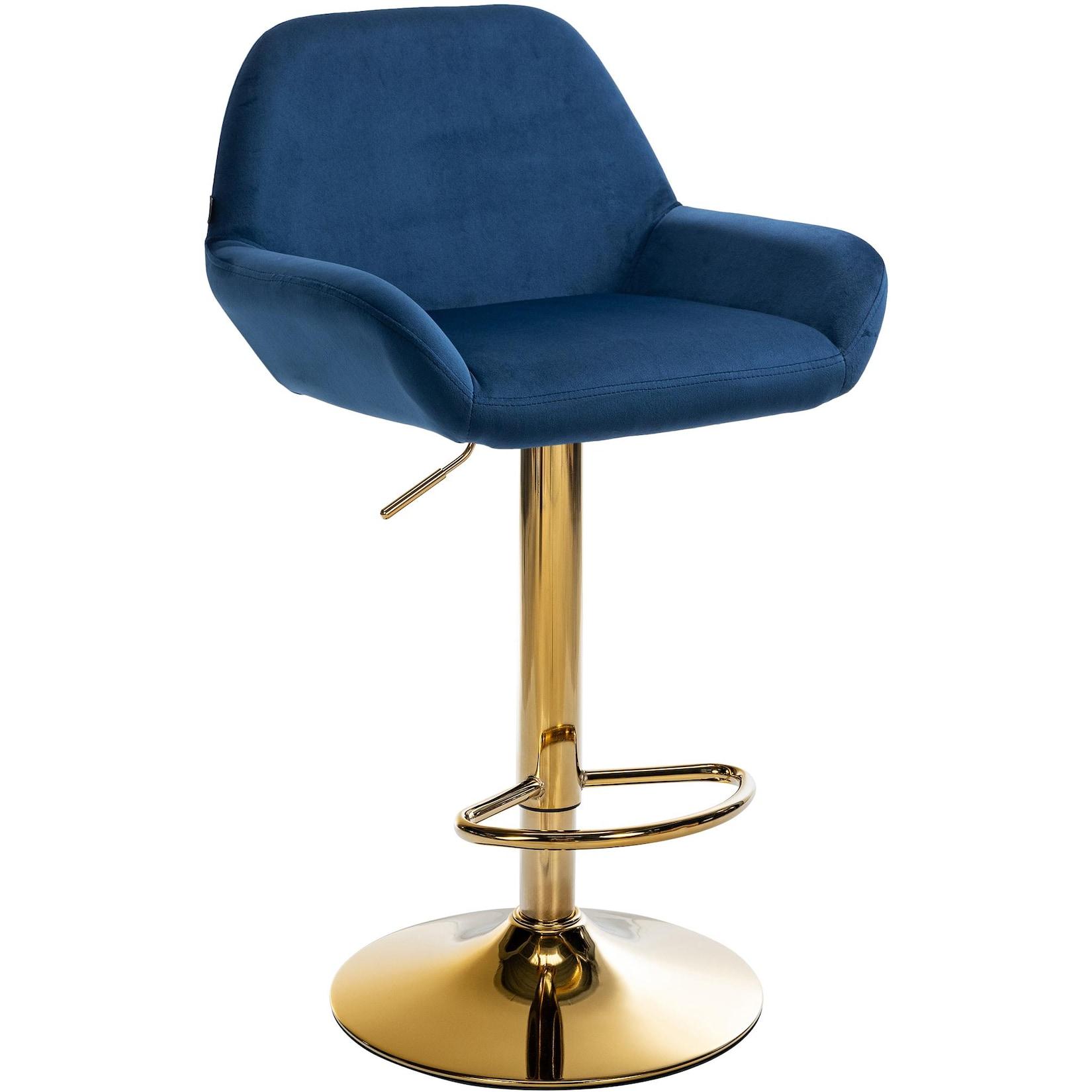CLP Barhocker Braga Gold Samt - Farbe: blau