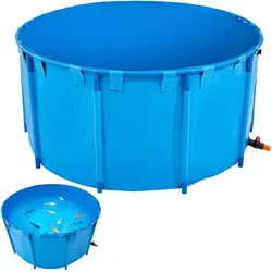 VEVOR Fischteich aus Segeltuch, mit 3100L Fassungsvermögen, Koi-Aquarium aus PVC, rundes Goldfischbecken mit stabilem Rahmen & Ablassventil, für Aquakultur, Koi-Zucht & Bewässerung (blau)