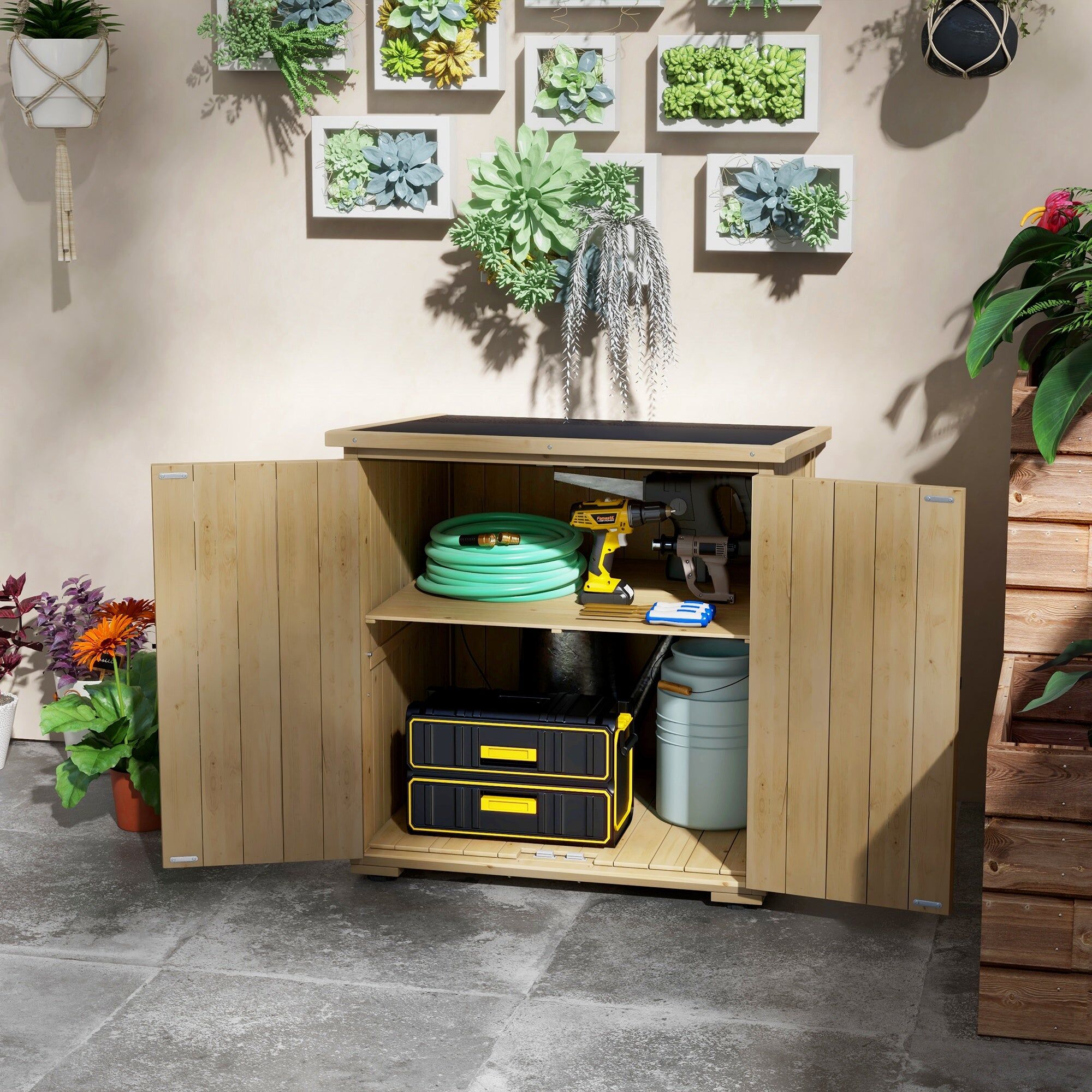 giordanoshop Armadio da Esterno con Ripiano Interno 77.5x88x90 cm in Legno di Abete...