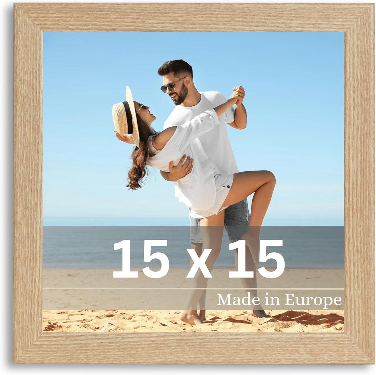Houten Fotolijst Vierkant 15x15 cm Beige - Moderne Houten Lijst voor Foto's en Kunst