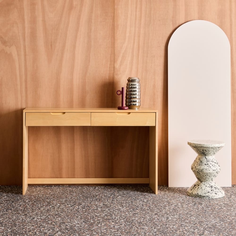sweeek Console décor bois 2 tiroirs 120cm naturel Beige 120x75x35cm