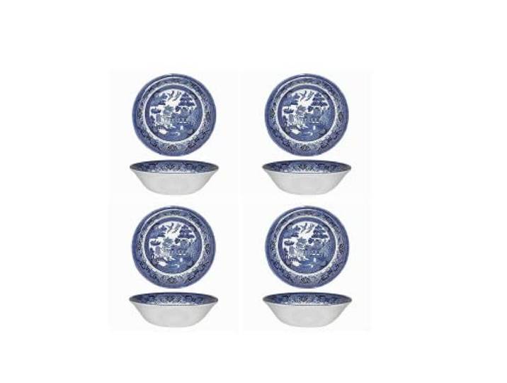 Churchill Willow Pasta-Schüssel, 22,9 cm, 4 Stück, Herzförmig, Irdenware, Blau, Spülmaschinen- und Mikrowellengeeignet