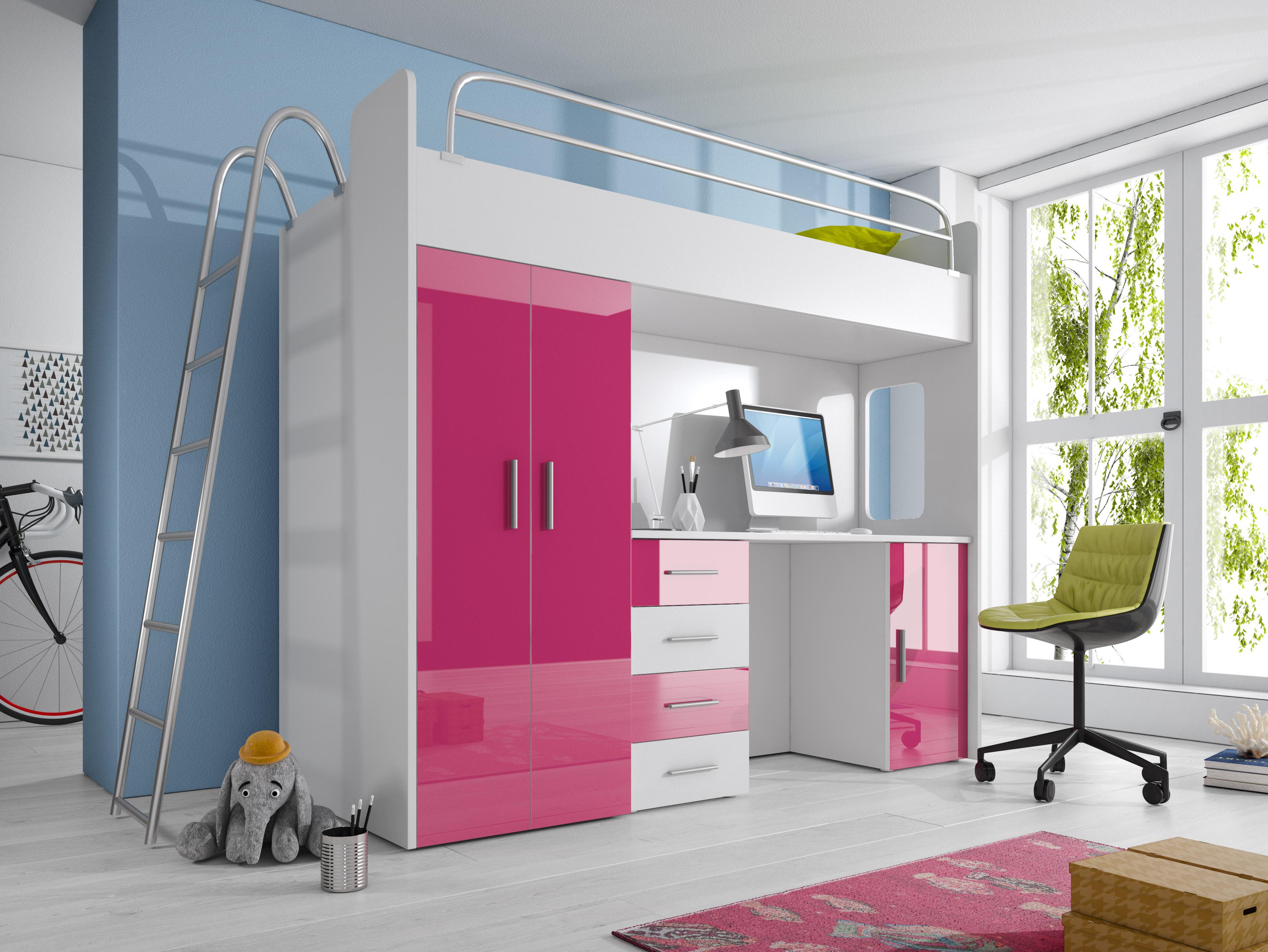 Doppelstockbett Stockbett Etagenbett Mit Schreibtisch Kleiderschrank Grau