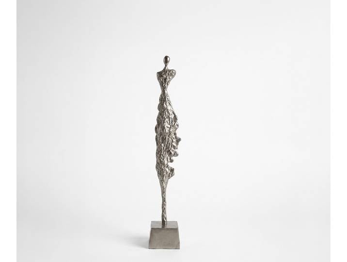 Figur Serina B14 x T14 x H85 cm Aluminium Platin Handgemacht, Wohnaccessoires