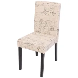 Chefgastro Esszimmerstuhl klassisch und zeitlos | HxBxT 90x43x56cm | Sitzhöhe 45cm | Stoff/Textil | dunkle Beine | Schriftzug Creme | Küchenstuhl Stuhl