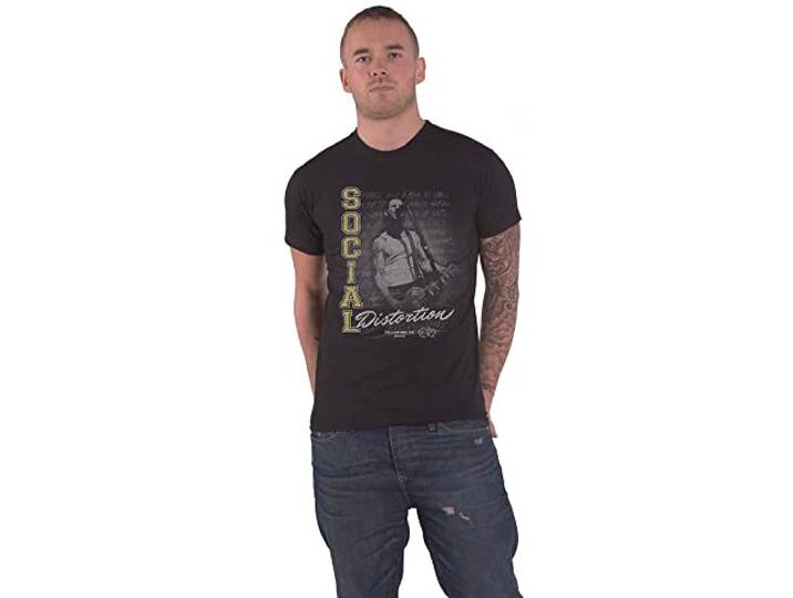 Social Distortion T Shirt Athletics Distressed Band Logo nieuw Officieel Zwart L