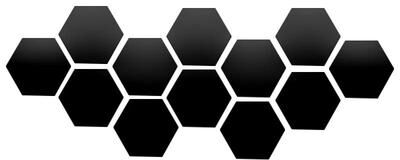 Uplift Picks Hexagon Mirror Wall Stickers Self Adhesive Acrylic DIY Wall Decor black (12 Pcs) 100x85x50mm